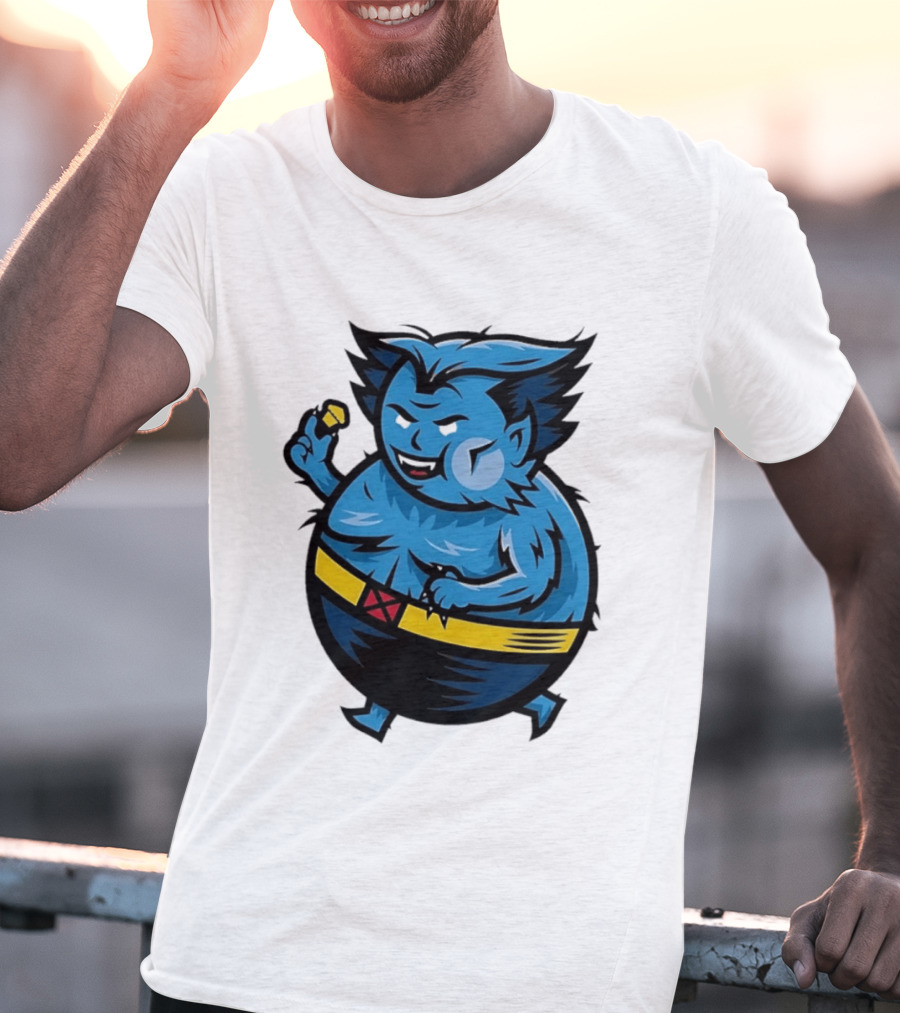 X Men Beast Caricature Cartoon Blue Character Cupcake T-Shirt