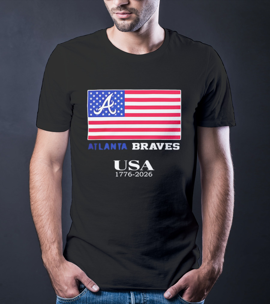 Atlanta Braves USA 1776 2026 American Flag Script A T-Shirt