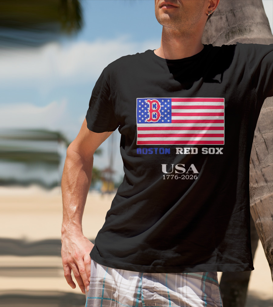 Boston Red Sox USA 1776 2026 American Flag White Stars T-Shirt
