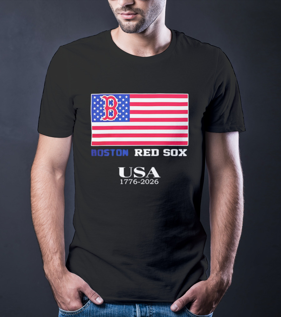 Boston Red Sox USA 1776 2026 American Flag White Stars T-Shirt