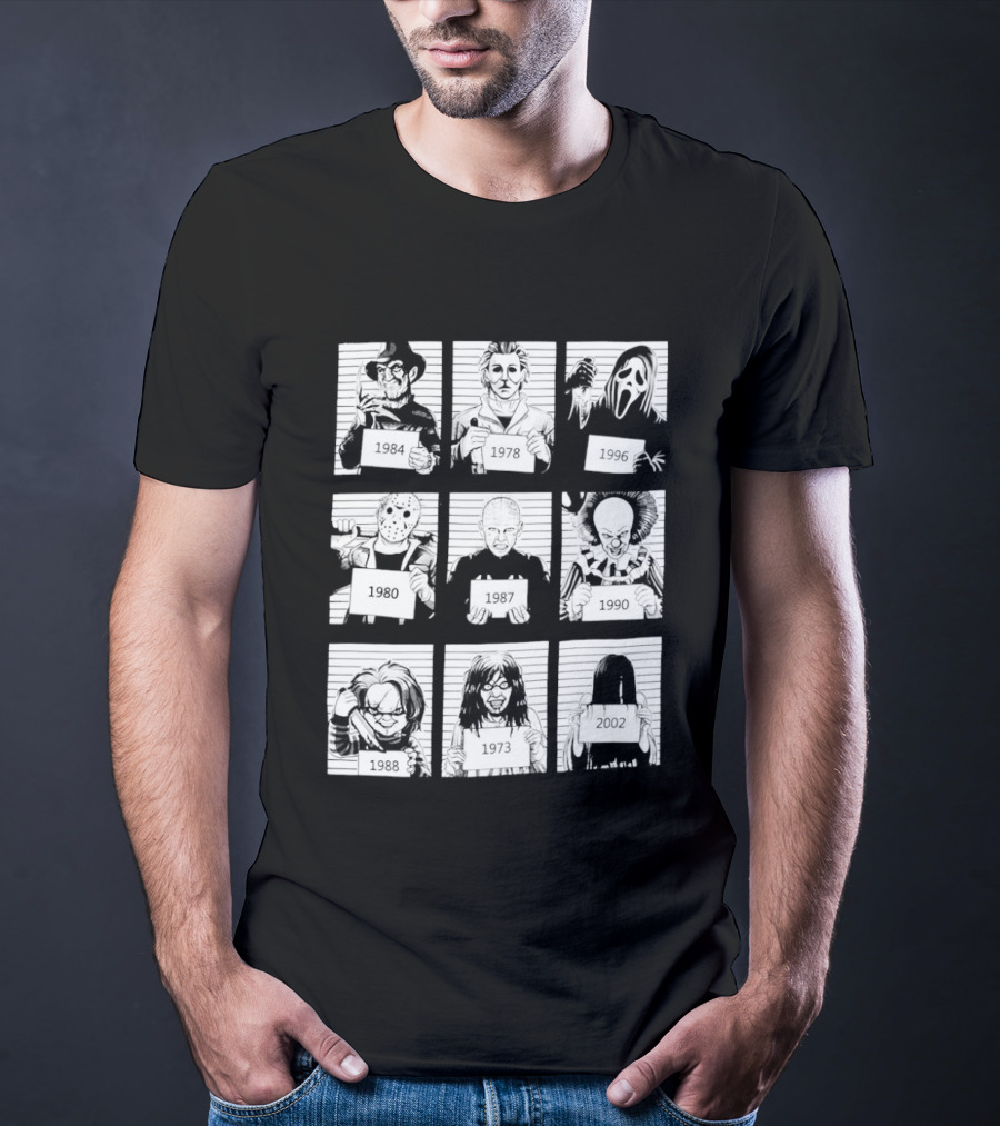 Horror Movie Villain Shot Infamous Characters Collage T-Shirt