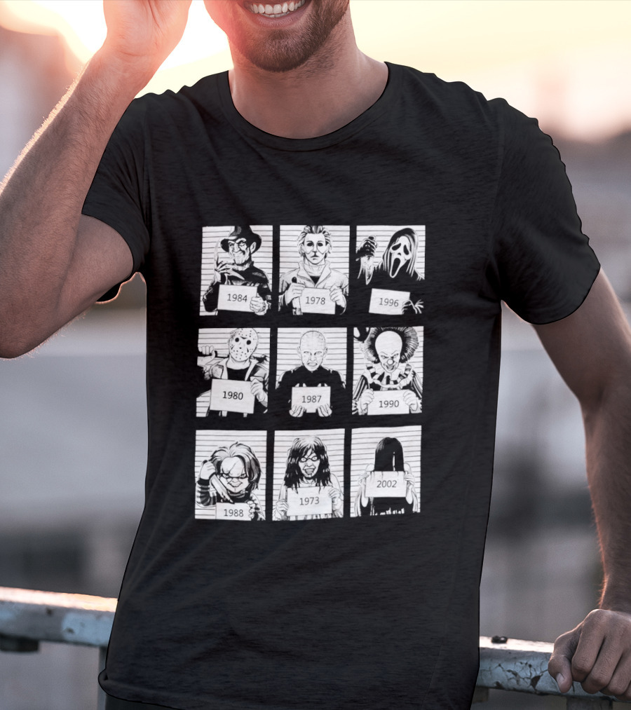 Horror Movie Villain Shot Infamous Characters Collage T-Shirt