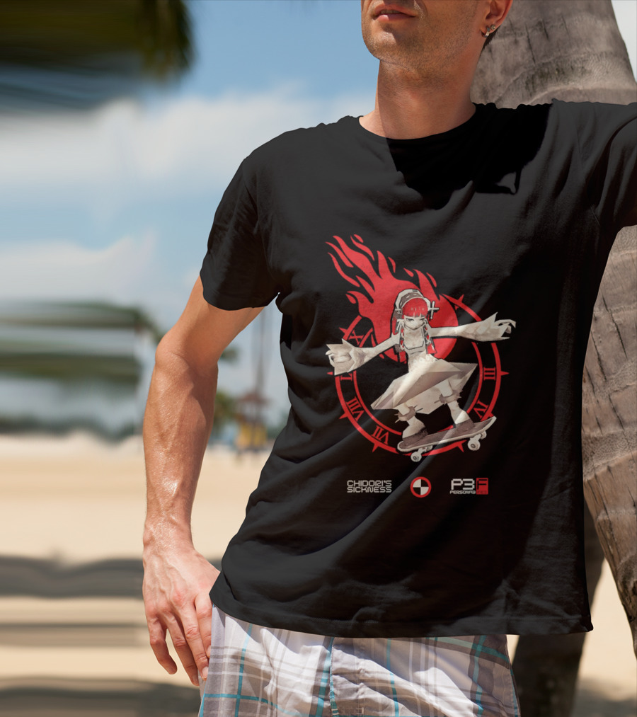 Chidoris Sickness Persona3 Fes P3F Flame Skater T-Shirt