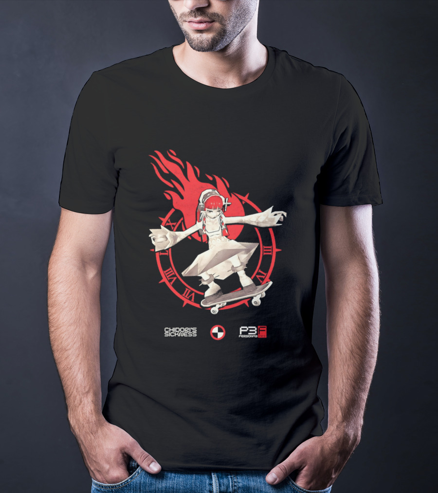 Chidoris Sickness Persona3 Fes P3F Flame Skater T-Shirt