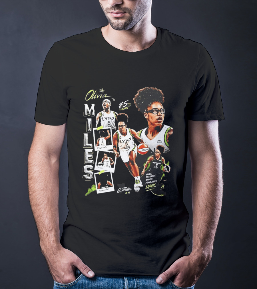Olivia Miles No 5 Minnesota Lynx Fearless Driven Determined T-Shirt