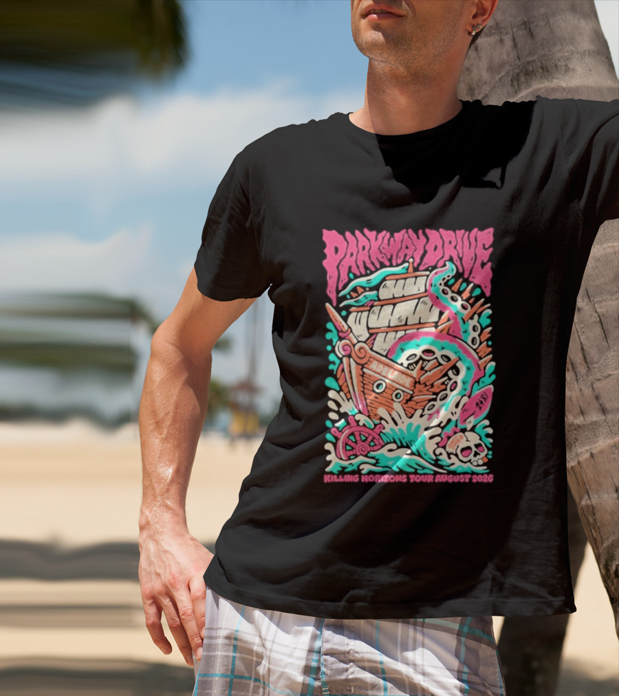 Parkway Drive Killing Horizons Tour Adelaide August 2026 Ship And Tentacle T-Shirt