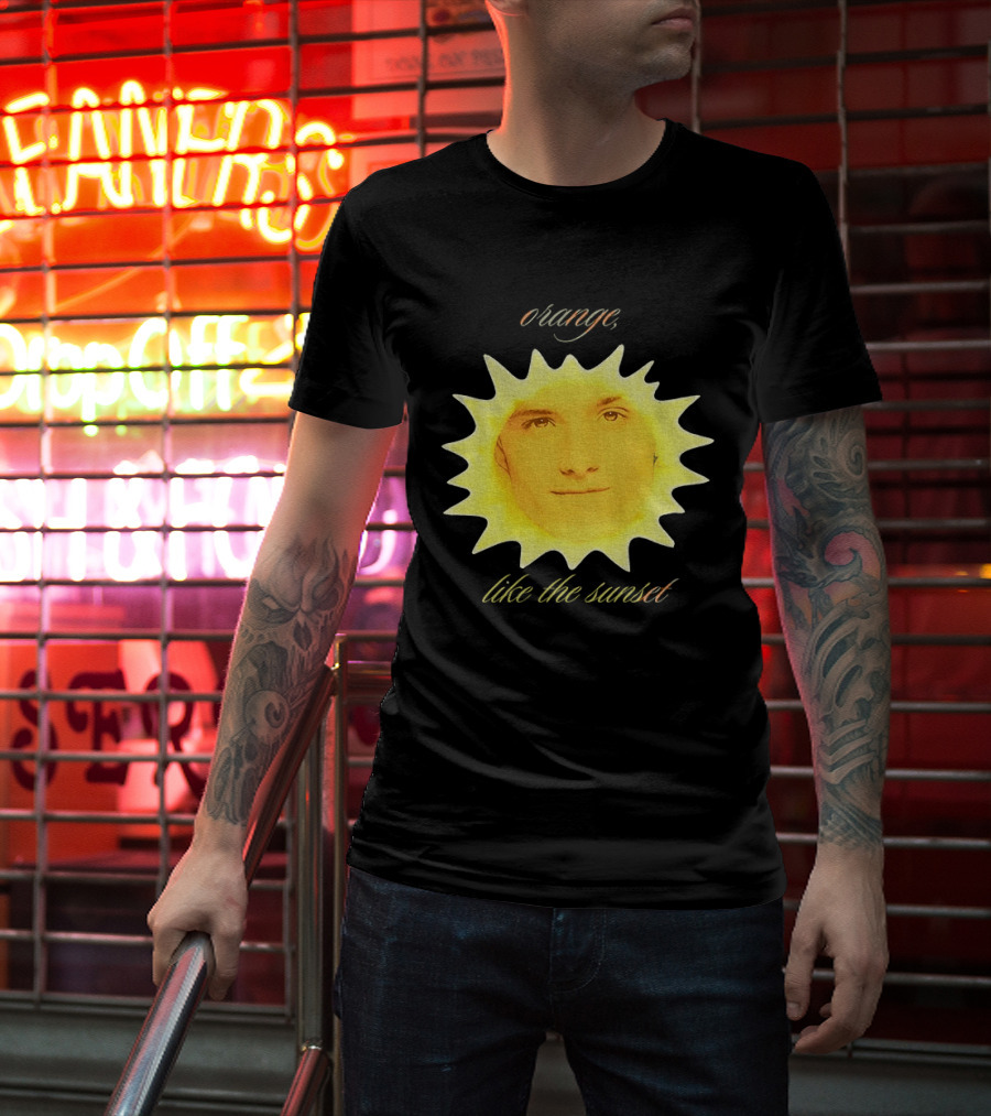 Orange Like The Sunset Face In Sun Design Peeta T-Shirt