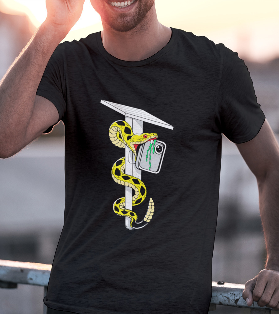 Don't Tread Flock Yellow Snake Wrapped Around Graduation Cap With ID T-Shirt