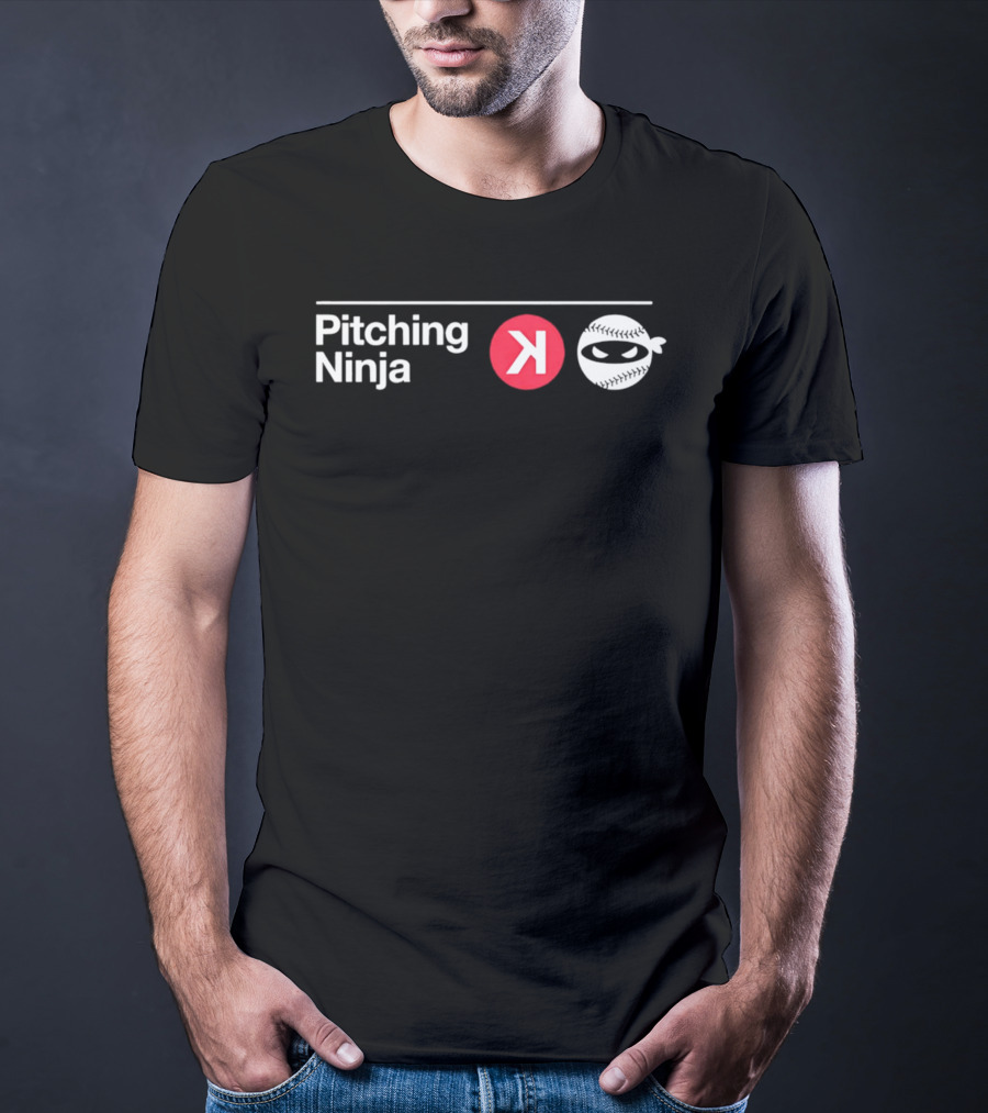Pitching Ninja Backward K Baseball Mask White Red T-Shirt