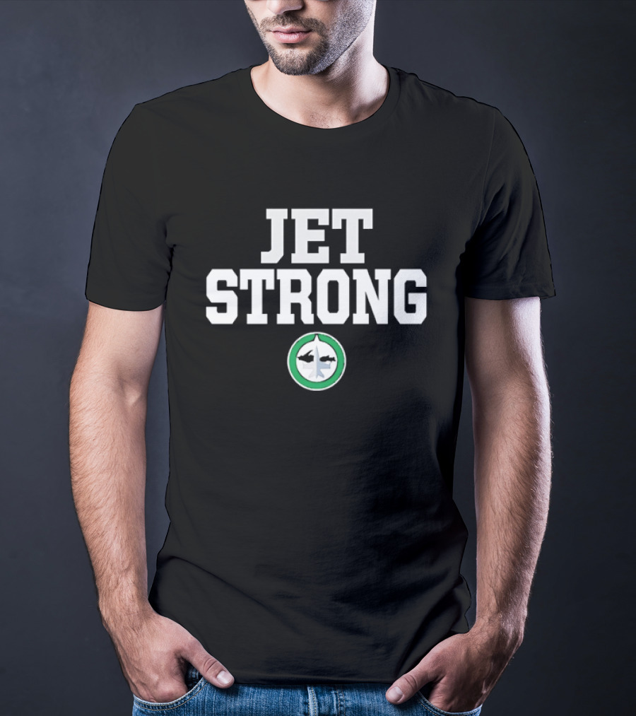 JET STRONG Dark Green Circular Fighter Aircraft T-Shirt