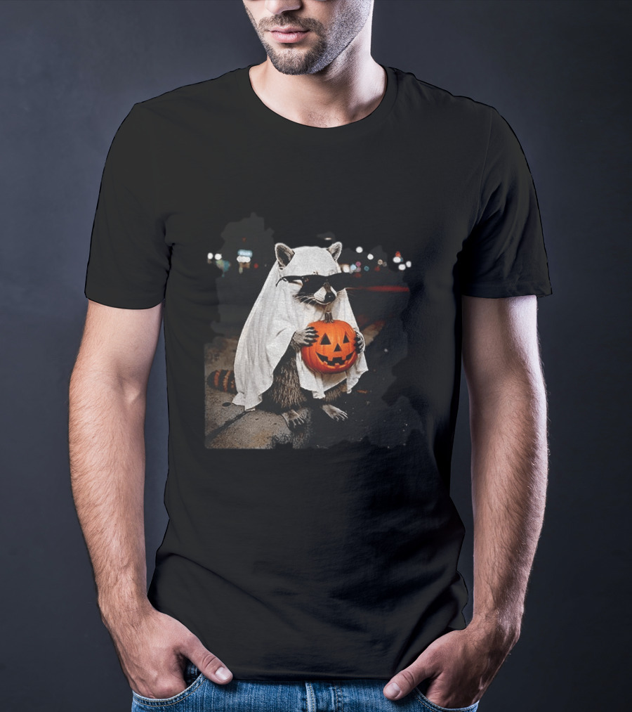 Raccoon Ghost Trick Or Treat Spooky Season Halloween T-Shirt