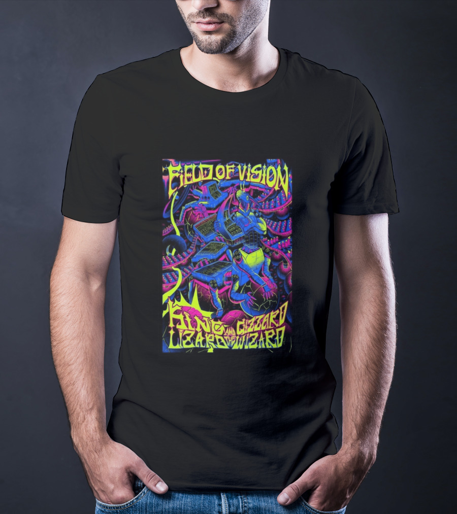 King Gizzard And The Lizard Wizard 2026 Field Of Vision Neon Psychedelic Robot T-Shirt