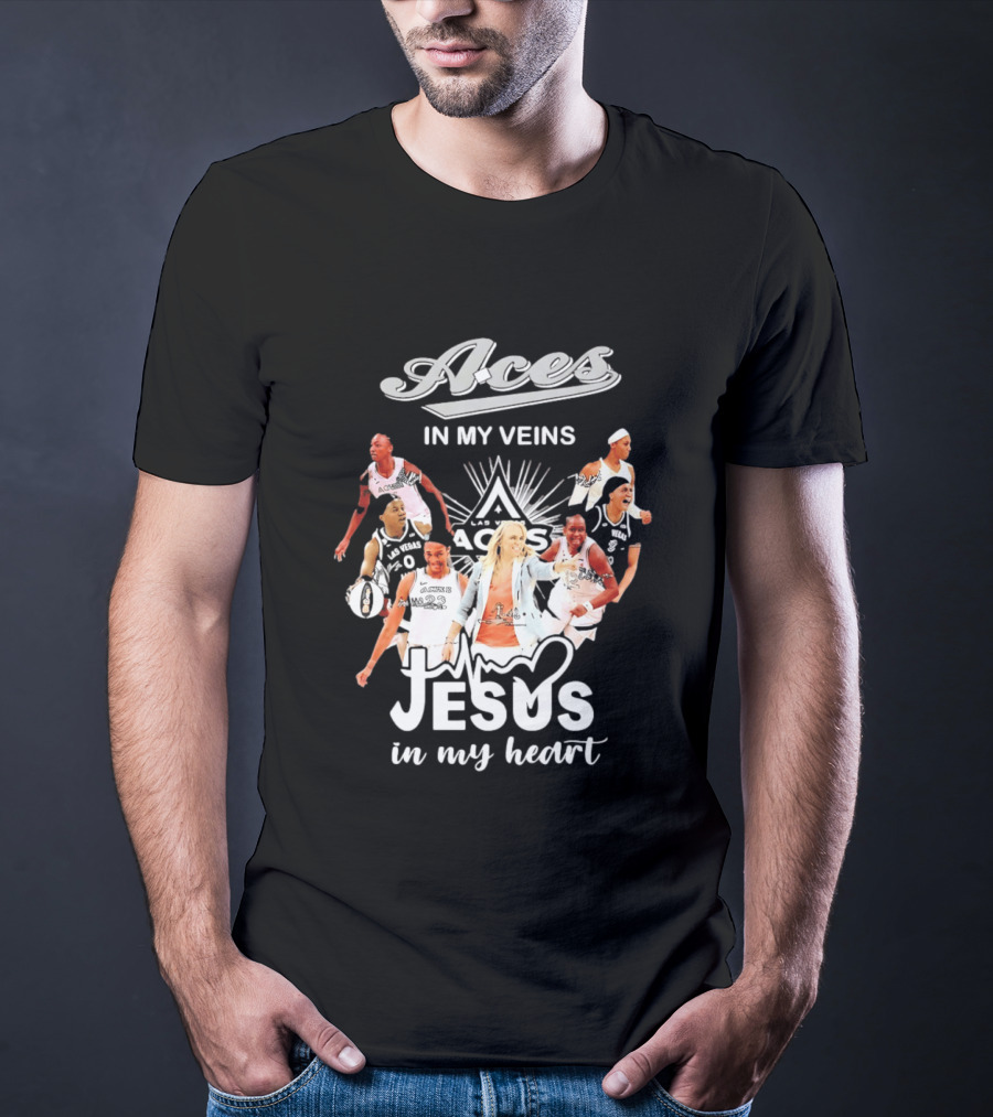 Las Vegas Aces In My Veins Jesus In My Heart WNBA 2026 T-Shirt