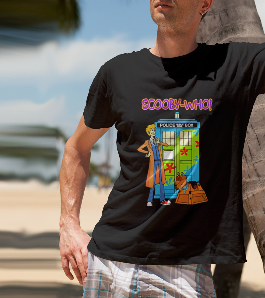 Scooby Who Shaggy Tenth Doctor Mystery Machine Painted Tardis K9 Robot T-Shirt