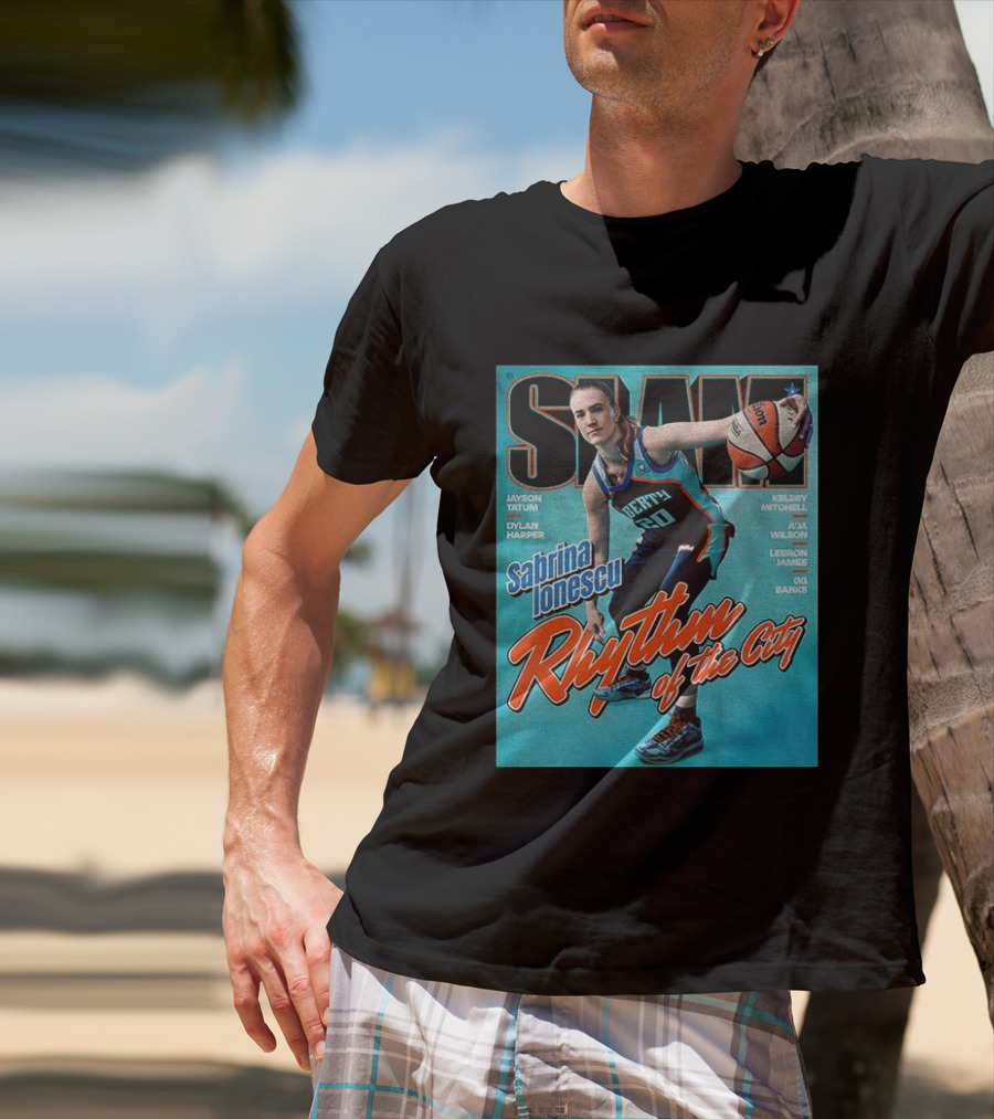 Slam Cover 264 Sabrina Ionescu Rhythm Of The City Liberty Basketball T-Shirt