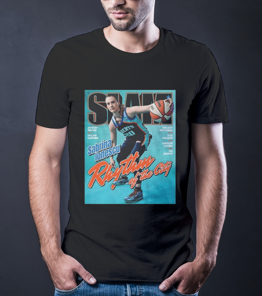 Slam Cover 264 Sabrina Ionescu Rhythm Of The City Liberty Basketball T-Shirt