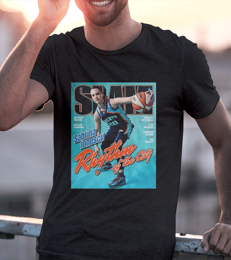 Slam Cover 264 Sabrina Ionescu Rhythm Of The City Liberty Basketball T-Shirt