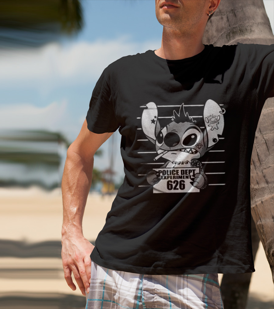 Bad Guy Experiment 626 Police Dept Shot Stitch T-Shirt