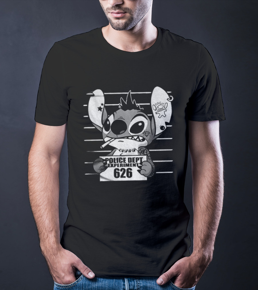 Bad Guy Experiment 626 Police Dept Shot Stitch T-Shirt