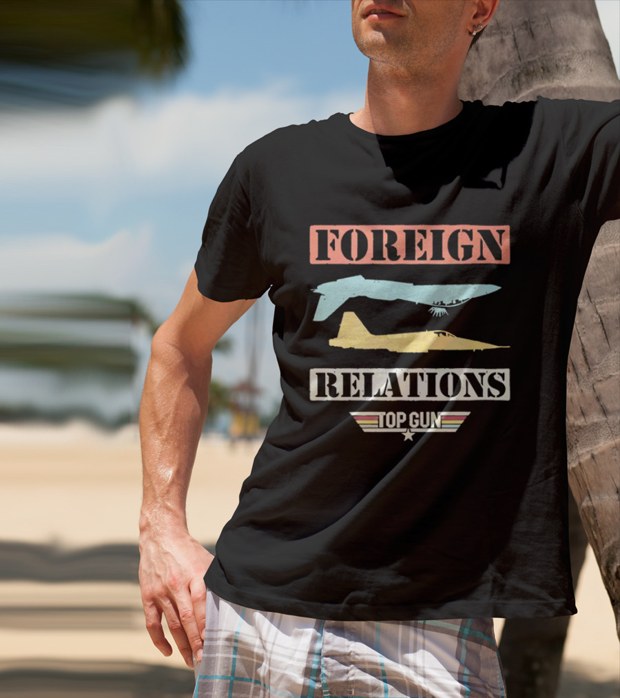 Top Gun Foreign Relations Fighter Jets Distressed Vintage Look T-Shirt