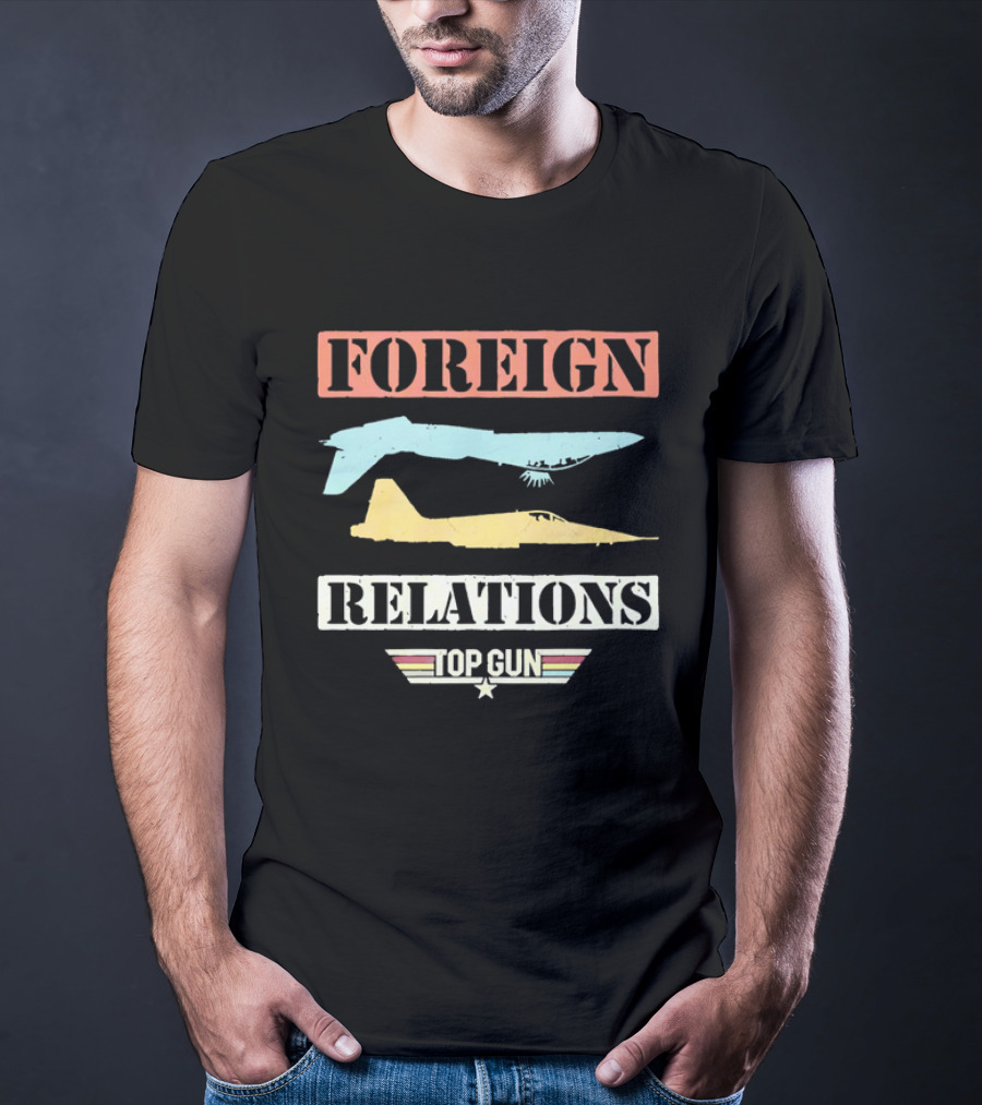 Top Gun Foreign Relations Fighter Jets Distressed Vintage Look T-Shirt