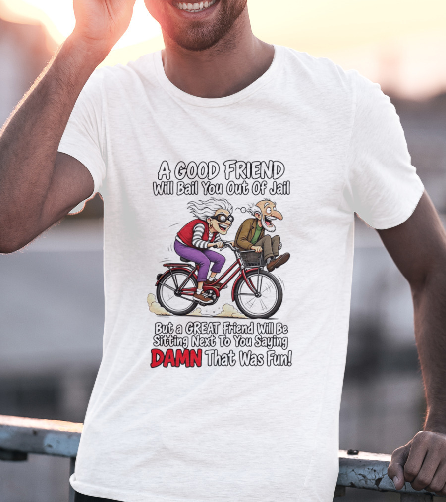 A Good Friend Will Bail You Out Of Jail Great Friend Sitting Next To You Saying Damn That Was Fun T-Shirt