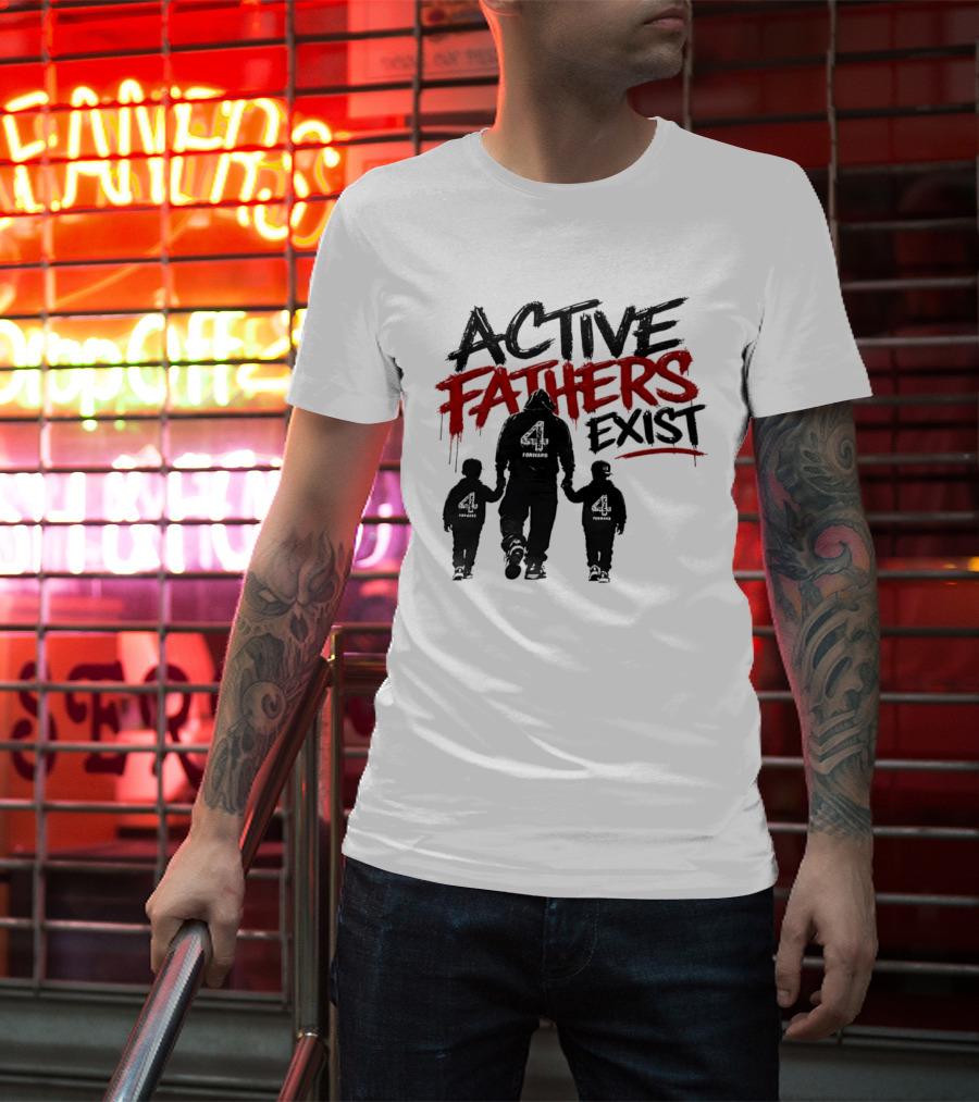 Active Fathers Exist Man Two Boys Walking Holding Hands T-Shirt