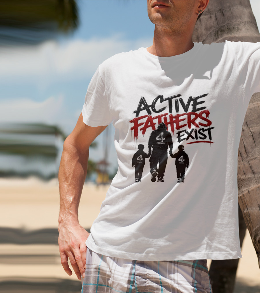 Active Fathers Exist Man Two Boys Walking Holding Hands T-Shirt