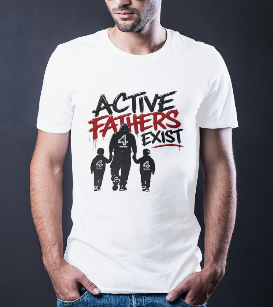 Active Fathers Exist Man Two Boys Walking Holding Hands T-Shirt