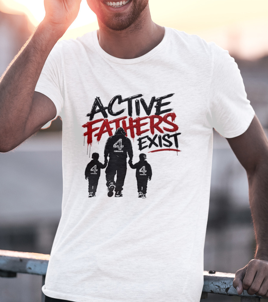 Active Fathers Exist Man Two Boys Walking Holding Hands T-Shirt