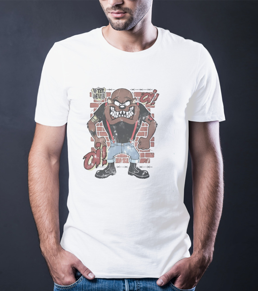 After Death Oi Distressed Skinhead Taz Suspenders Brick Wall T-Shirt