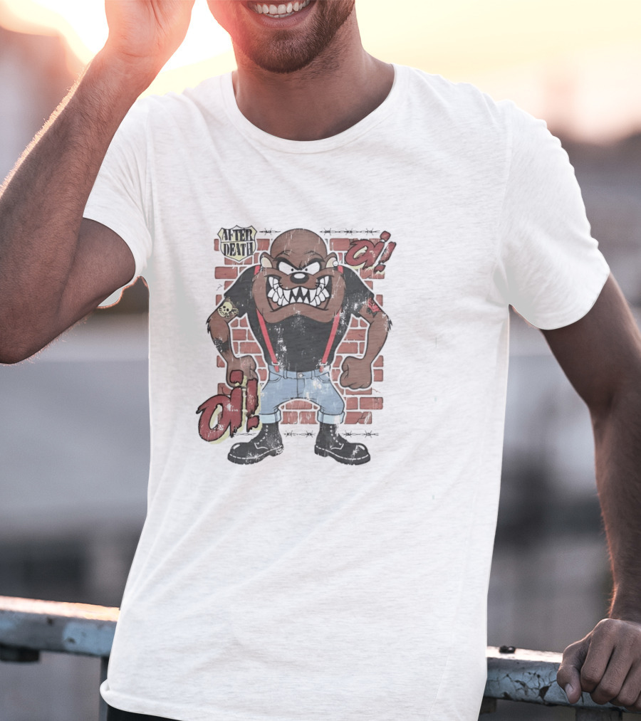 After Death Oi Distressed Skinhead Taz Suspenders Brick Wall T-Shirt