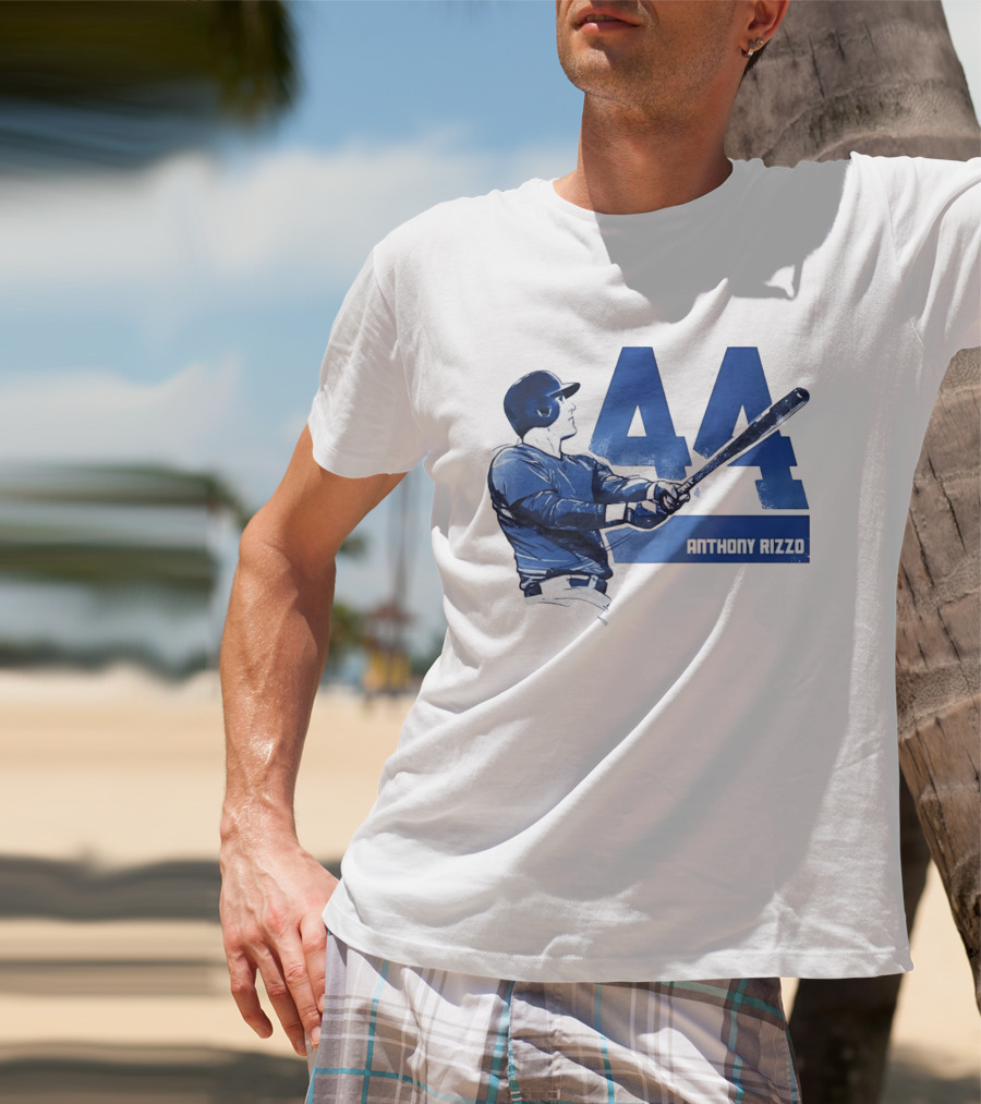 Anthony Rizzo 44 Swinging Blue Baseball Batter T-Shirt
