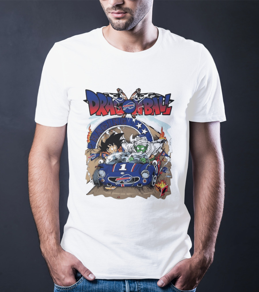 Buffalo Bills Dragon Ball Racing Goku Piccolo Driving Blue Car T-Shirt