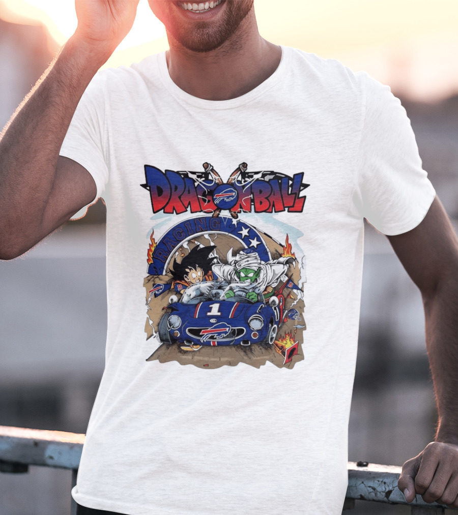 Buffalo Bills Dragon Ball Racing Goku Piccolo Driving Blue Car T-Shirt