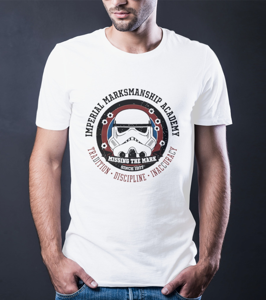Imperial Marksmanship Academy Missing The Mark Since 1977 Tradition Discipline Inaccuracy Trooper Mask T-Shirt