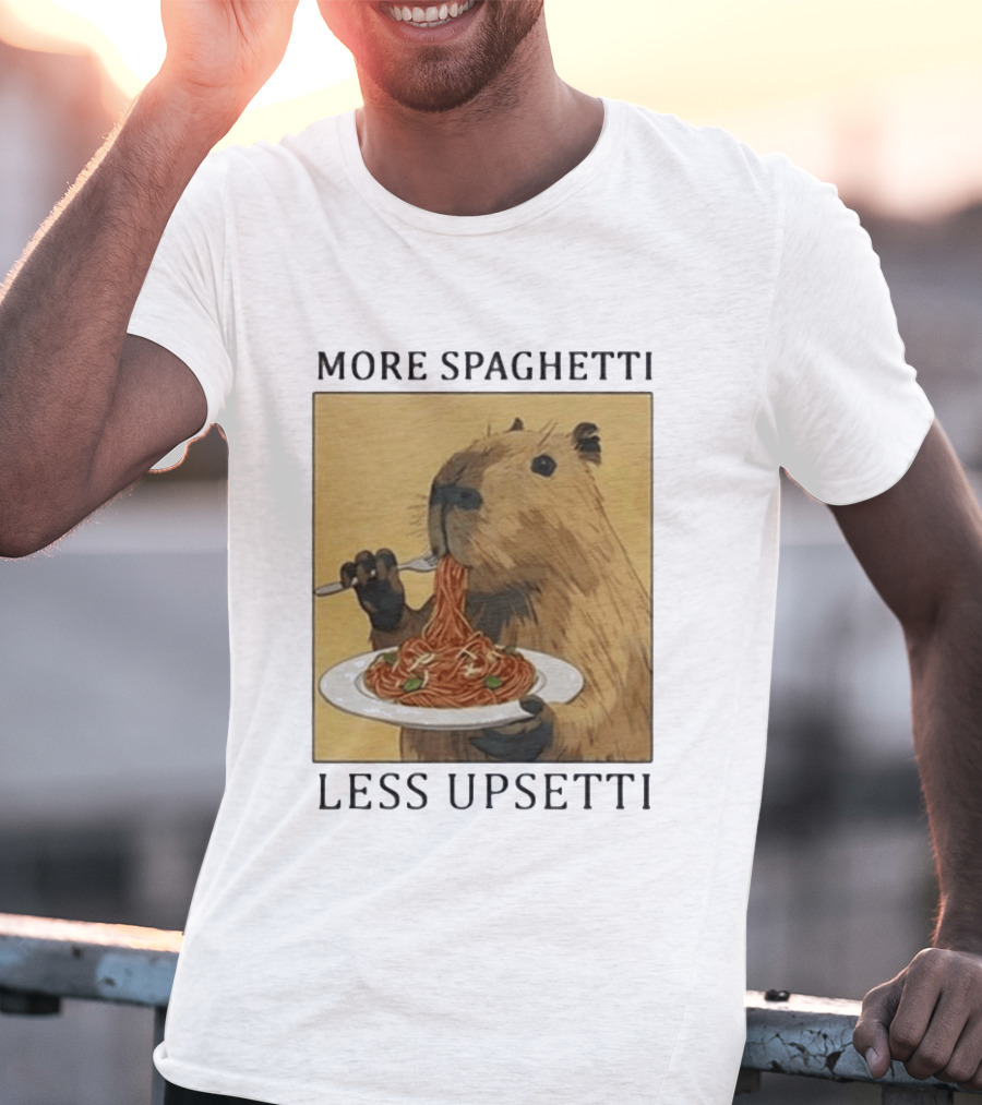 Capybara Eating Spaghetti More Spaghetti Less Upsetti T-Shirt