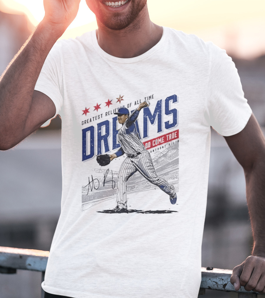 Chicago Cubs Greatest Reliever Of All Time Dreams Do Come True Anthony Rizzo Pitching Stadium Halftone T-Shirt