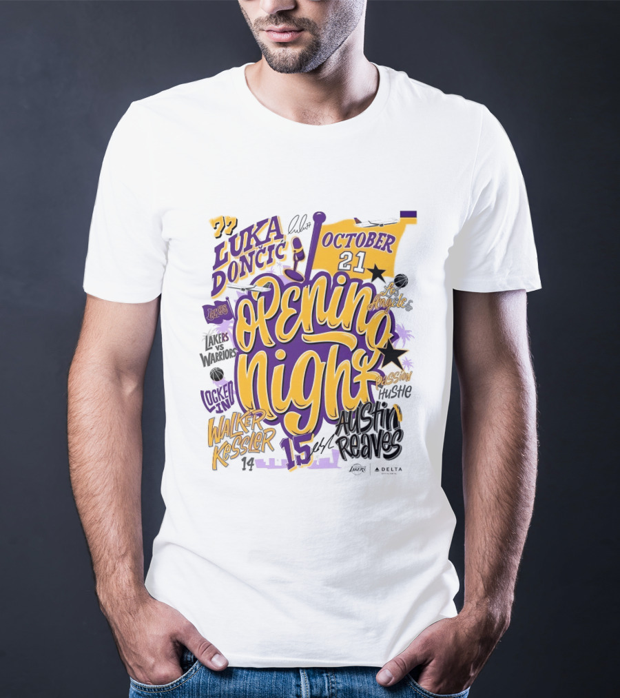 Los Angeles Lakers Luka Doncic Opening Night October 21 Walker Kessler Austin Reaves T-Shirt