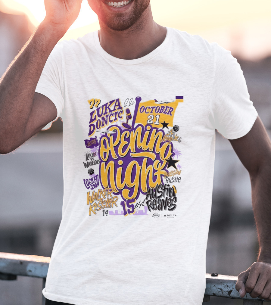 Los Angeles Lakers Luka Doncic Opening Night October 21 Walker Kessler Austin Reaves T-Shirt