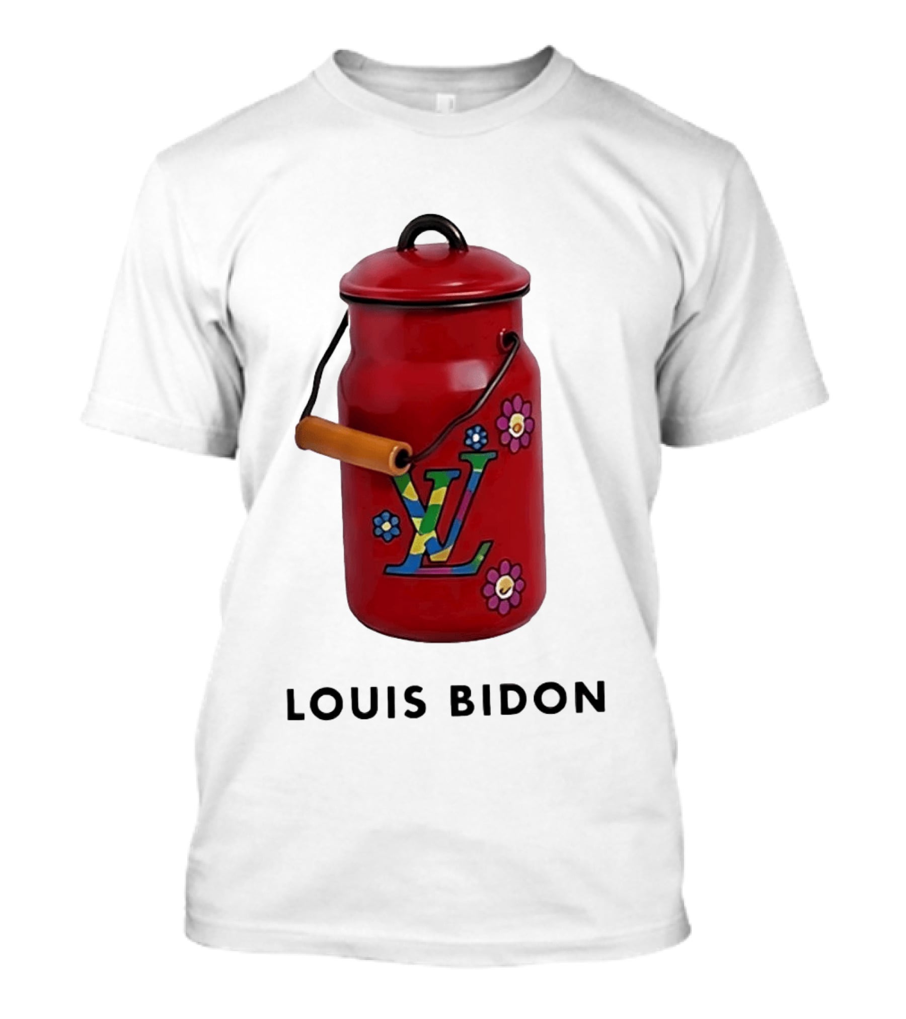 Louis Bidon Milk Jug Red Enamel Rainbow Monogram Flowers T-Shirt