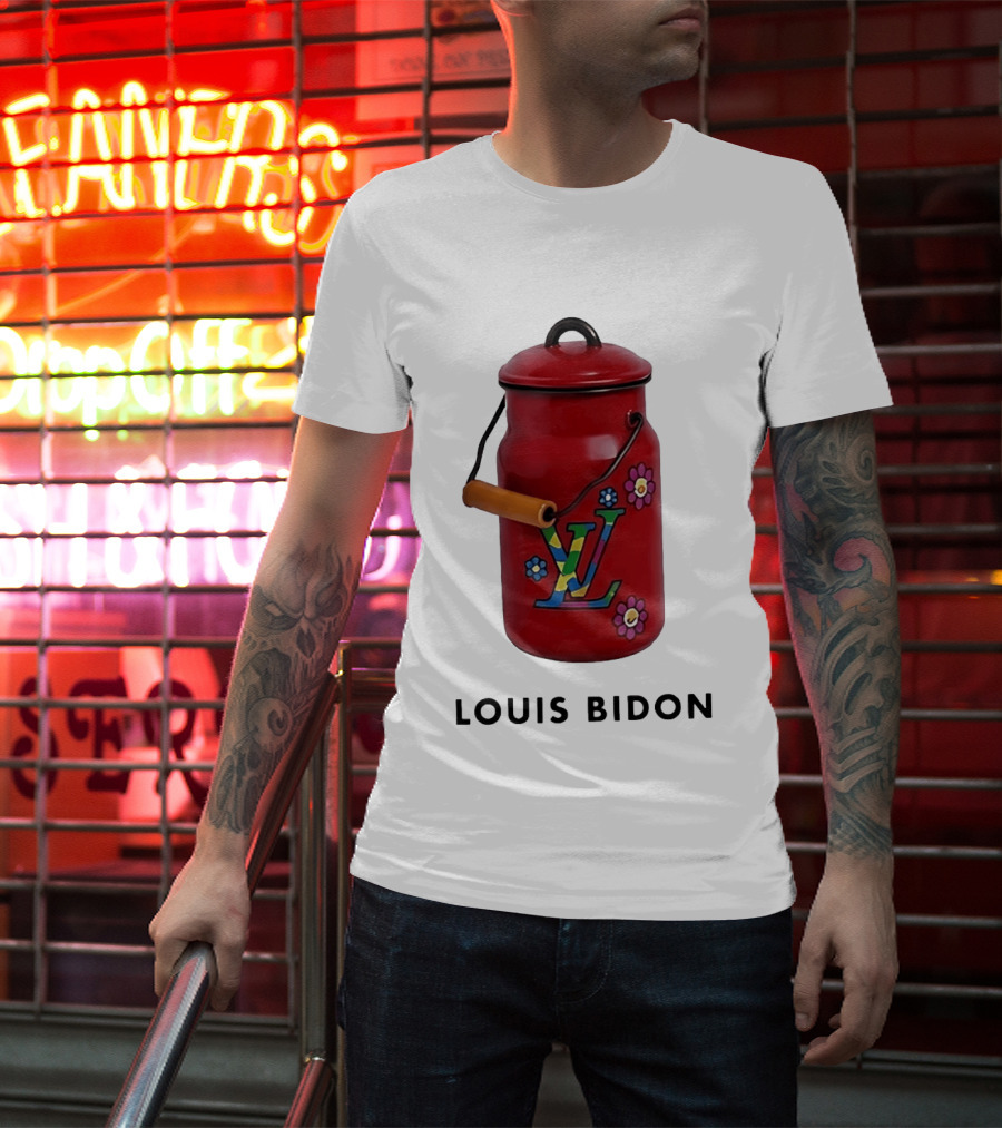 Louis Bidon Milk Jug Red Enamel Rainbow Monogram Flowers T-Shirt