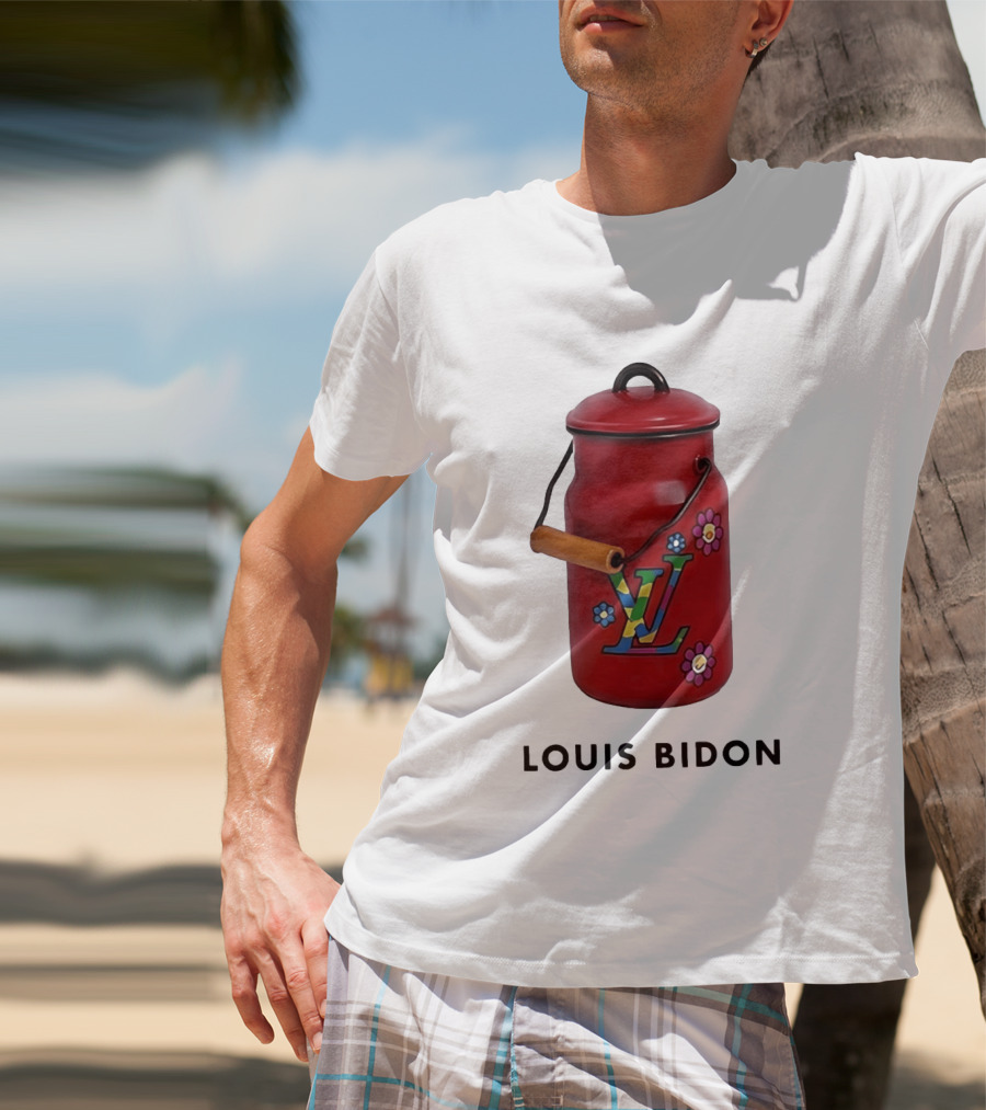 Louis Bidon Milk Jug Red Enamel Rainbow Monogram Flowers T-Shirt