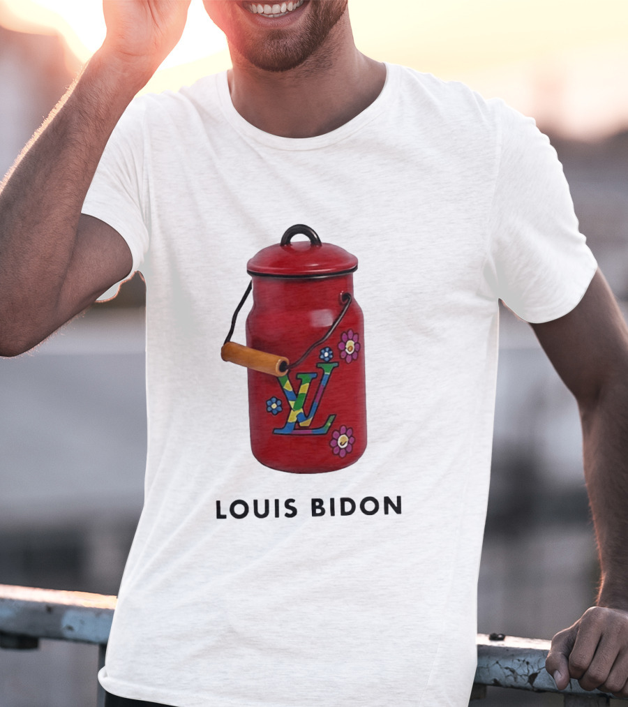Louis Bidon Milk Jug Red Enamel Rainbow Monogram Flowers T-Shirt