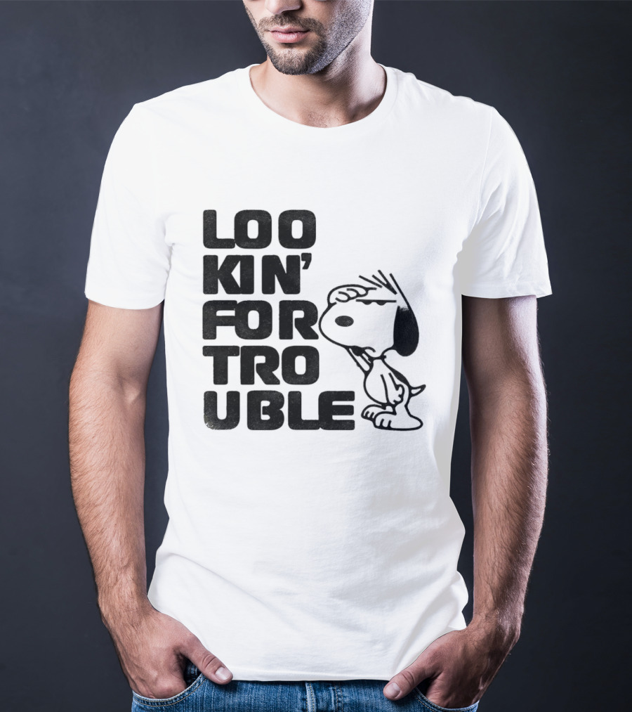 Peanuts Snoopy Lookin' For Trouble Hand Over Eye Distressed T-Shirt