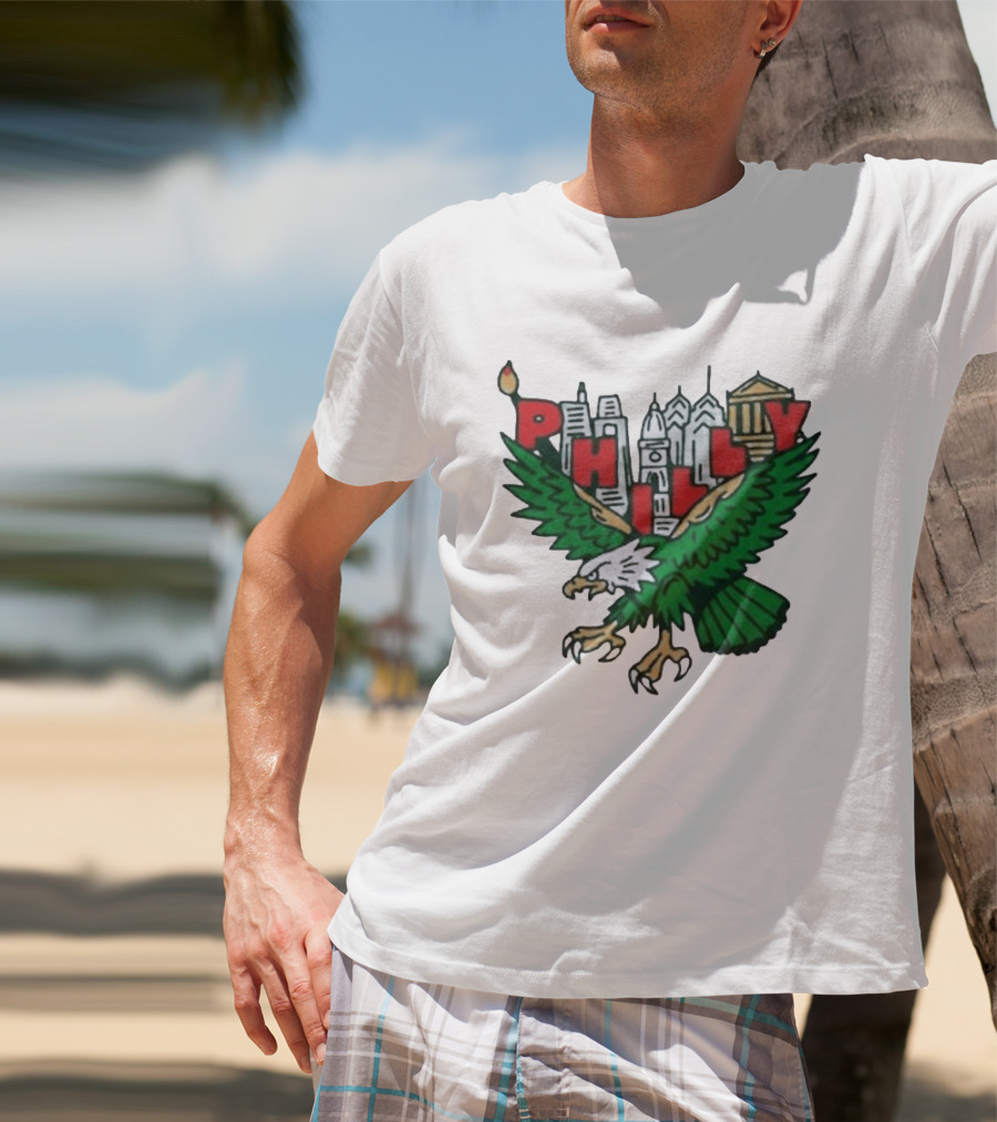 Philly Eagles City Of Brotherly Love Skyline Green Eagle T-Shirt