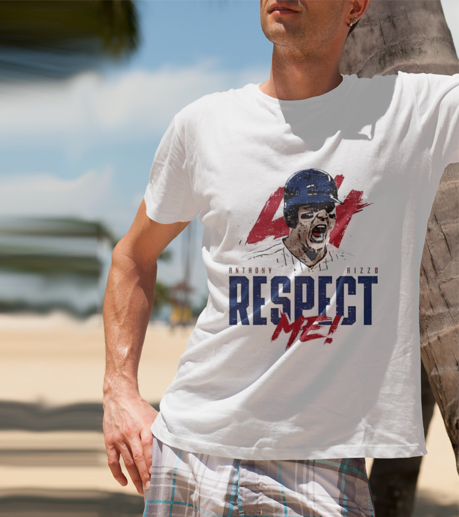 Anthony Rizzo Respect Me Screaming Baseball Player Distressed 44 Red T-Shirt