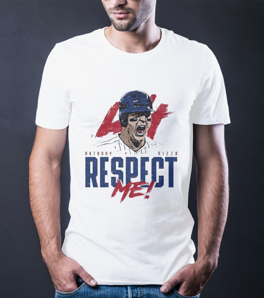 Anthony Rizzo Respect Me Screaming Baseball Player Distressed 44 Red T-Shirt