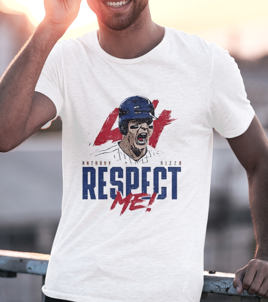Anthony Rizzo Respect Me Screaming Baseball Player Distressed 44 Red T-Shirt