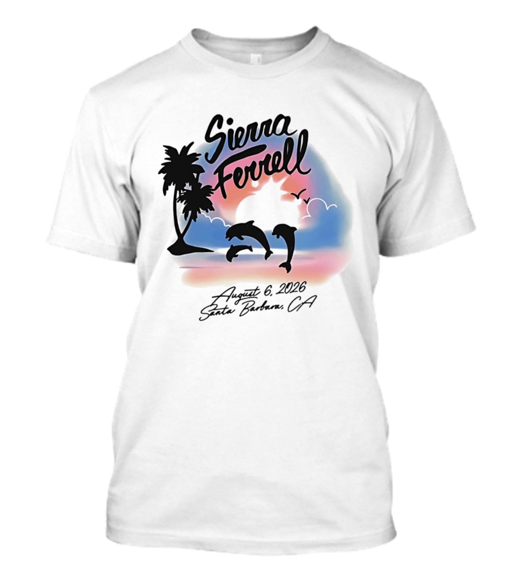 Sierra Ferrell August 6 2023 Santa Barbara CA Dolphins And Palm Trees T-Shirt